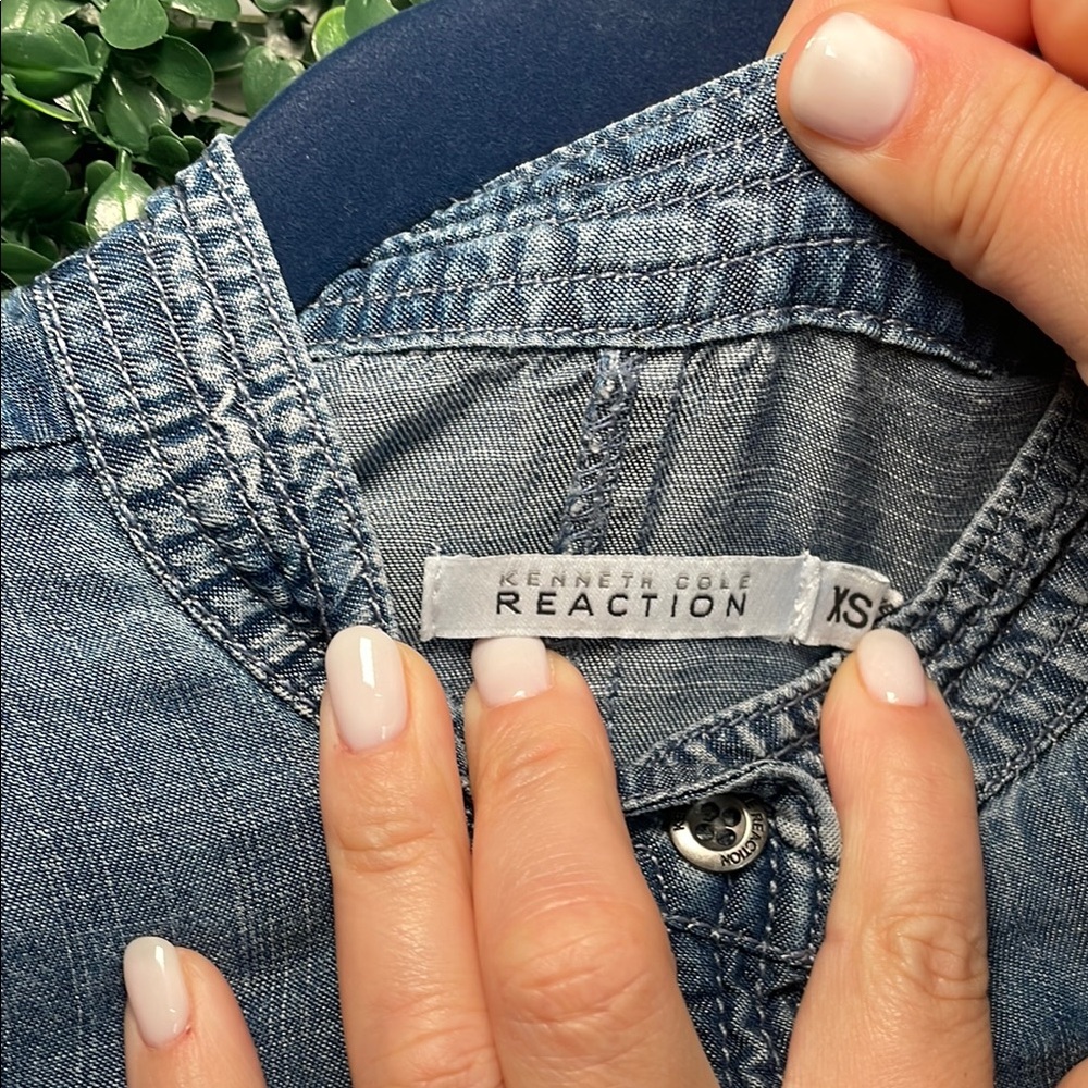 Kenneth Cole Reaction Denim Shirt Dress.   E - Picture 2 of 6
